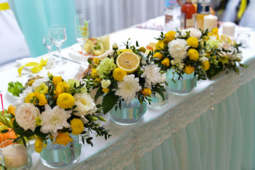 image of tables setting at a luxury wedding hall